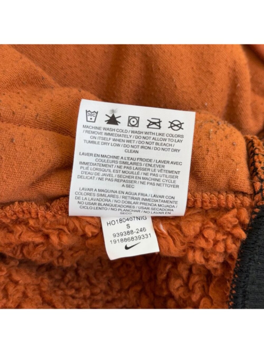 Nike Women's "Wolf" Sherpa Sport Fleece Bomber Jacket Orange Cream Women's Small - Picture 8 of 8